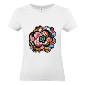 Camiseta mujer dos flores blanca