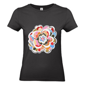 Camiseta mujer dos flores negra