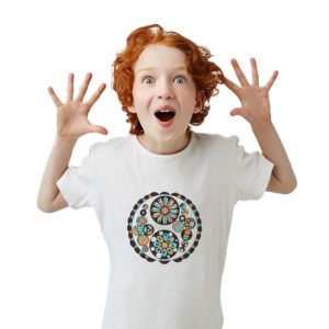 Camiseta infantil aros en turquesas