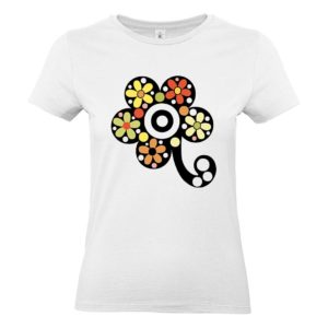 Camiseta mujer flor y flor blanca