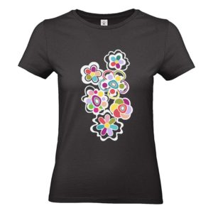 Camiseta mujer bouquet negra