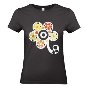 Camiseta mujer flor y flor negra
