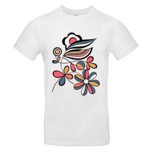 Camiseta unisex piedra y flor blanca