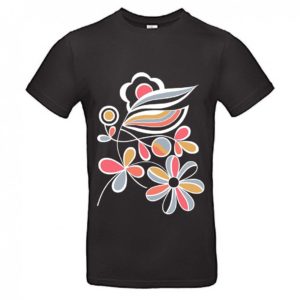 Camiseta unisex piedra y flor negra