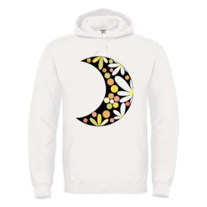 Sudadera con capucha luna lunera blanca